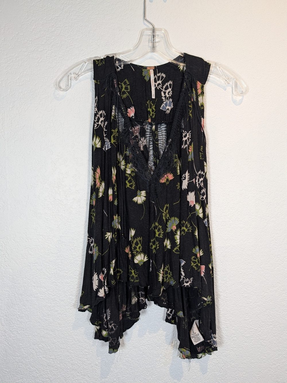 Free People Love Potion Black Floral Sleeveless Tank Top, XS